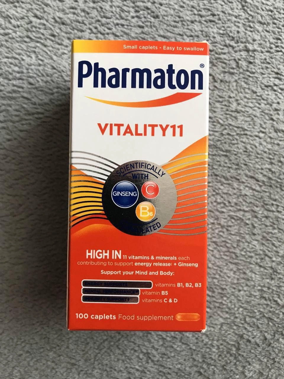 تقویت کننده فارماتون ویتالیتی 11 اصل انگلیس با جینسینگ 100 عددی Pharmaton Vitality11 with Ginseng